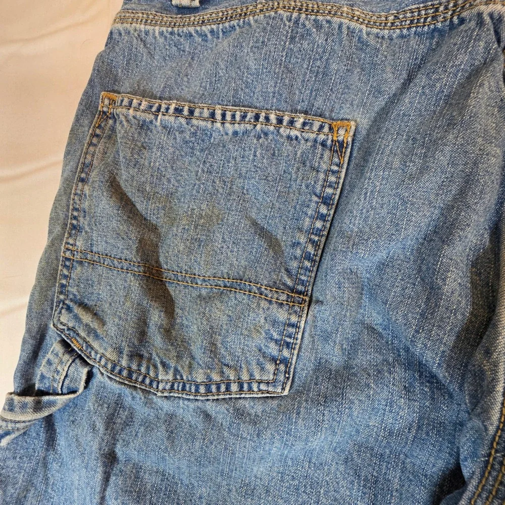 Signature Levi Strauss Carpenter Jeans Mens 34x34 Light Wash Distressed Workwear